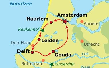 Karta Hollands pärlor cykelresa Karta Hollands pärlor cykelresa