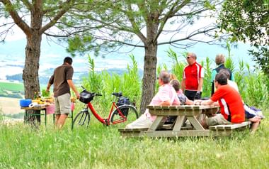 Cykelpaus med picknick