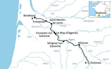 Karta Canal du Garonne cykelresa Karta Canal du Garonne cykelresa