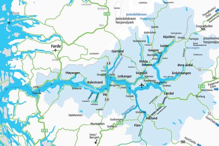 Map Sognefjord bike holiday
