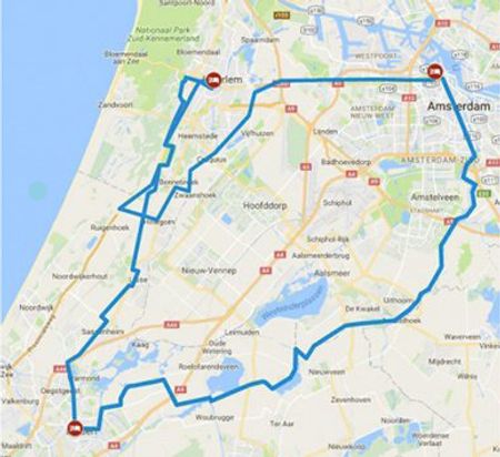 Karta Tulpanblomning i Holland cykelresa