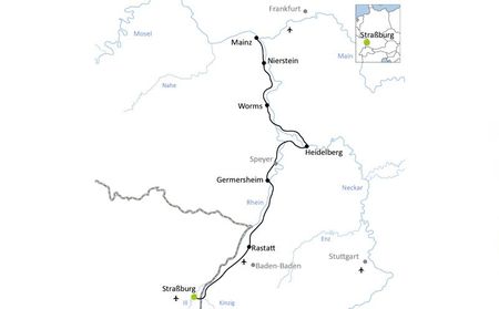 Karta Strasbourg - Mainz cykelresa