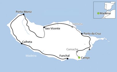 Karte Madeira Radreise