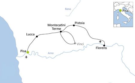 Karta Pisa - Florens cykelresa