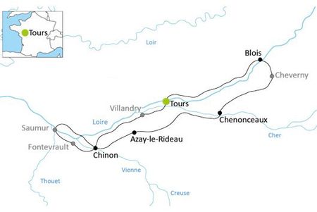 Karta Loiredalens slott cykelresa
