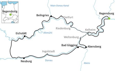 Karta Regensburg rundtur på cykel
