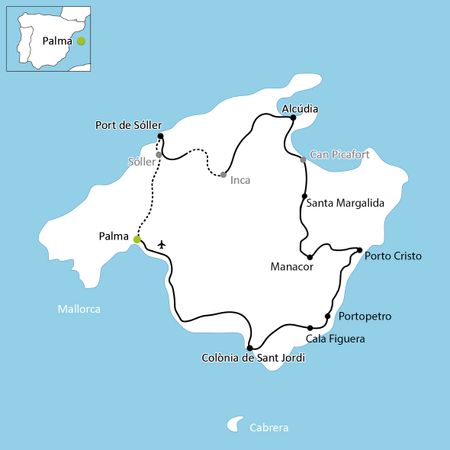 Karte Mallorca Radreise