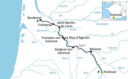 Karta Canal du Garonne cykelresa