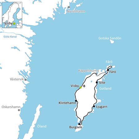 Karte Gotland Radrundreise