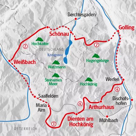 Karta Bayern & Salzburg alperna vandringsresa