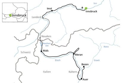 Karta Innsbruck - Bolzano cykelresa
