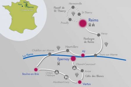 Karta Champagne cykelresa Reims-Epernay
