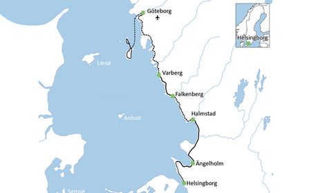 Karte Kattegatroute Familienradreise ab Helsingborg