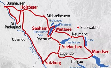 Karta cykelresa med barn runt Salzburg 