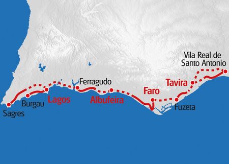 Algarve Küstenwanderung Karte