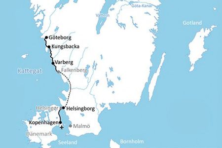 Karte Göteborg - Kopenhagen Radreise
