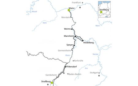 Karta Strasbourg - Mainz båtcykling