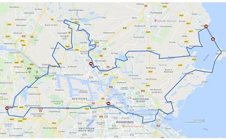 Karta Hollands höjdpunkter cykelresa