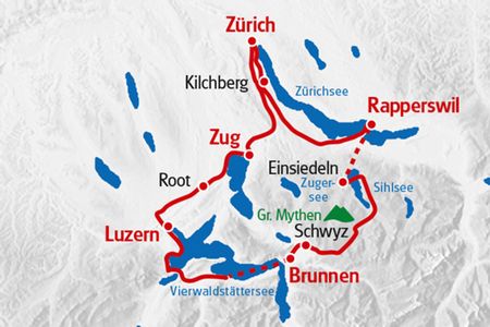 Karta Schweizisk choklad cykelresa