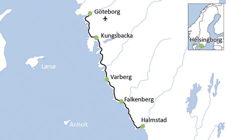 Karte Kattegatroute Halmstad - Göteborg Radreise