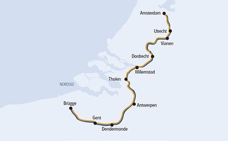 Karta Amsterdam - Brygge båtcykling
