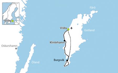 Karte Gotlands Süden Radreise