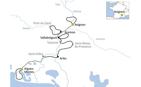 Karta Provence och Camargue båtcykling