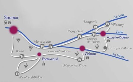 Karta Loiredalens vingårdar cykelresa