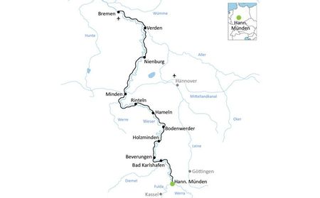 Karta Weser cykelresa