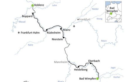 Karta Bad Wimpfen - Koblenz båtcykling