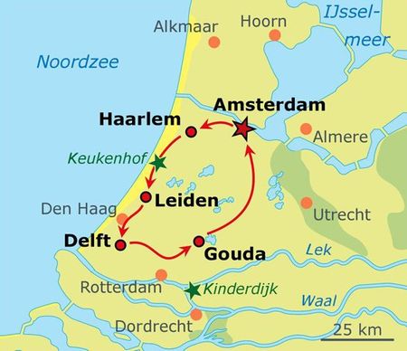 Karta Hollands pärlor cykelresa