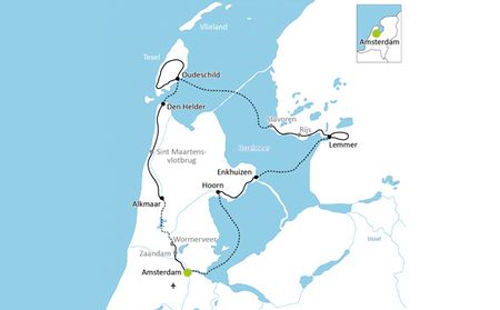 Karta Nordholland båtcykling