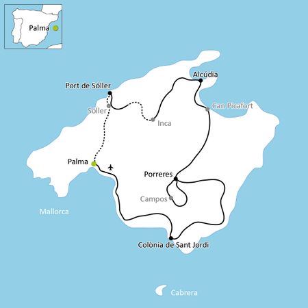 Karte Mallorca deluxe Radreise