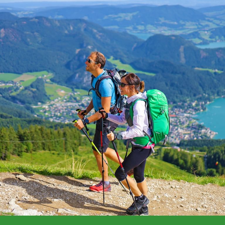 Hiker on the alpine pastures in the Salzkammergut